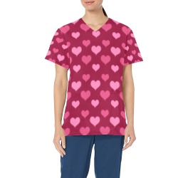 Valentine Hearts Scrub Top All Over Print Scrub Top