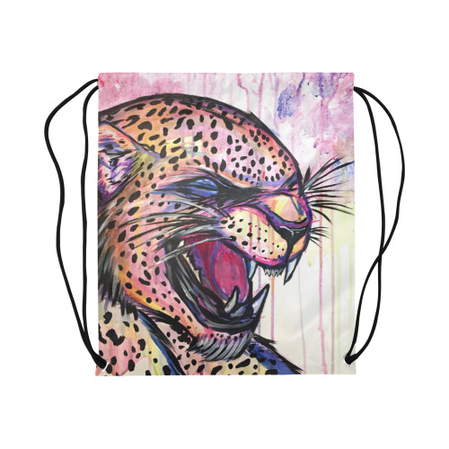 Leopard Scream Large Drawstring Bag Model 1604 (Twin Sides)  16.5"(W) * 19.3"(H)