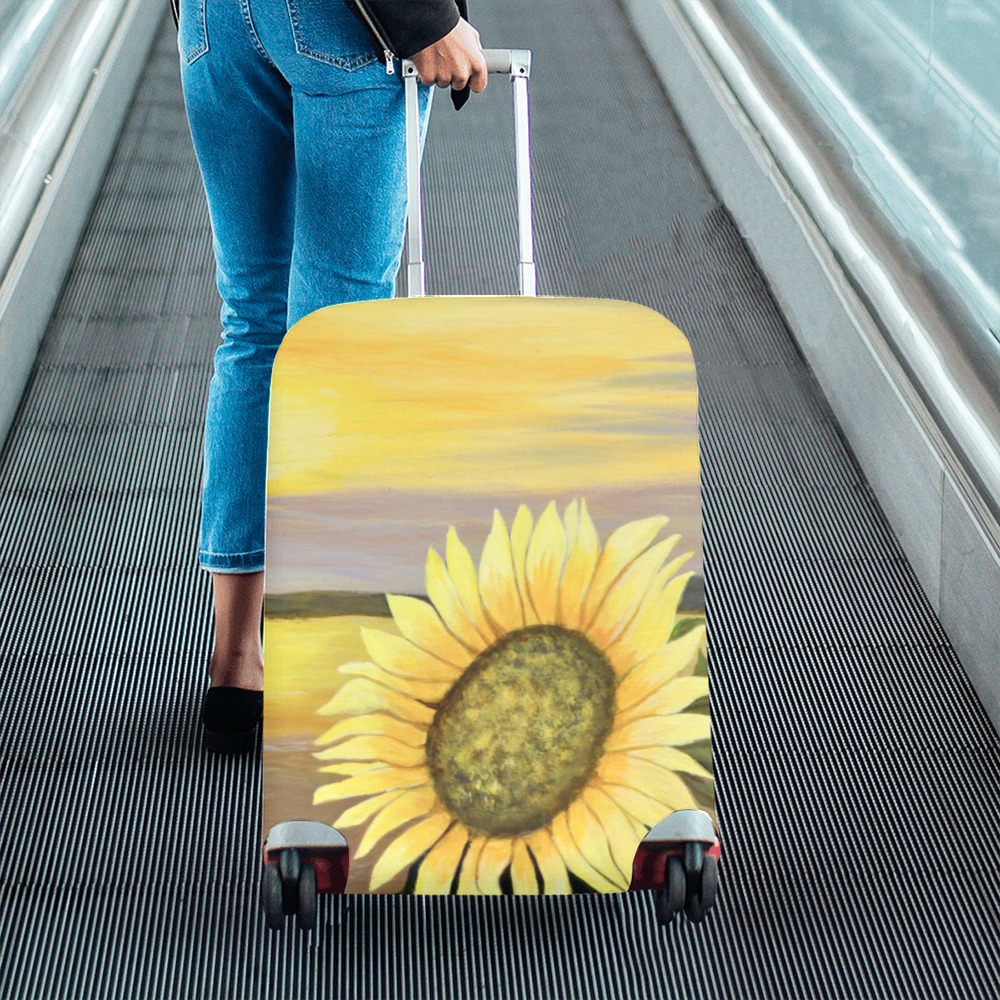 Sunflower Beach Luggage Cover/Medium 22"-25"