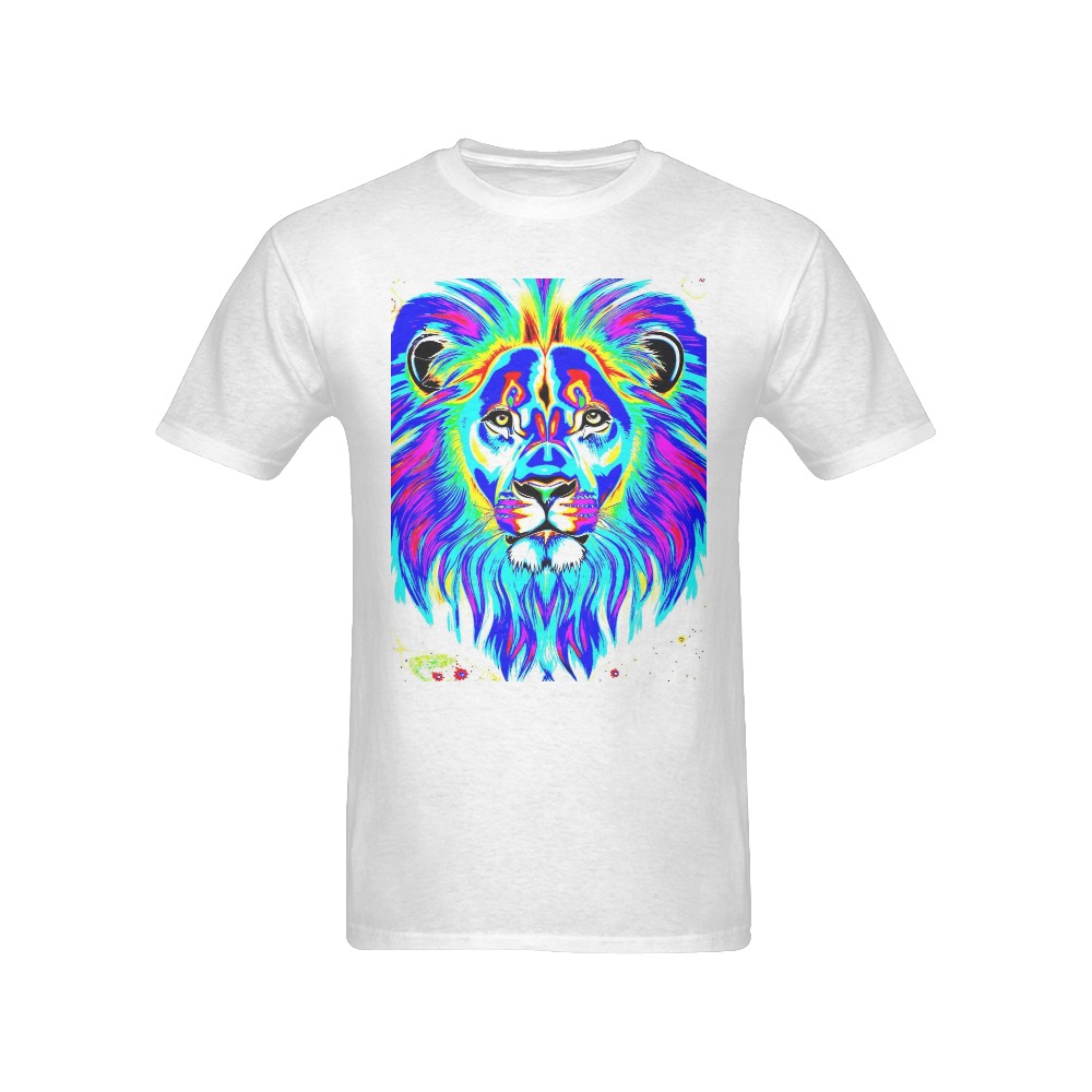 The Lion Blue Rainbow Men's T-Shirt in USA Size (Front Printing Only)