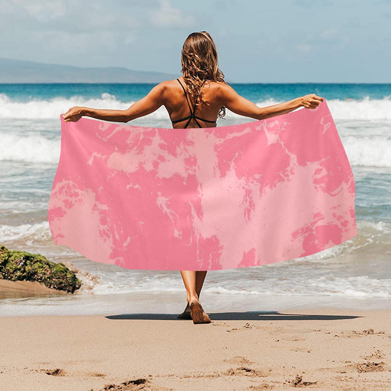 Pink Abstract Beach Towel 32"x 71"
