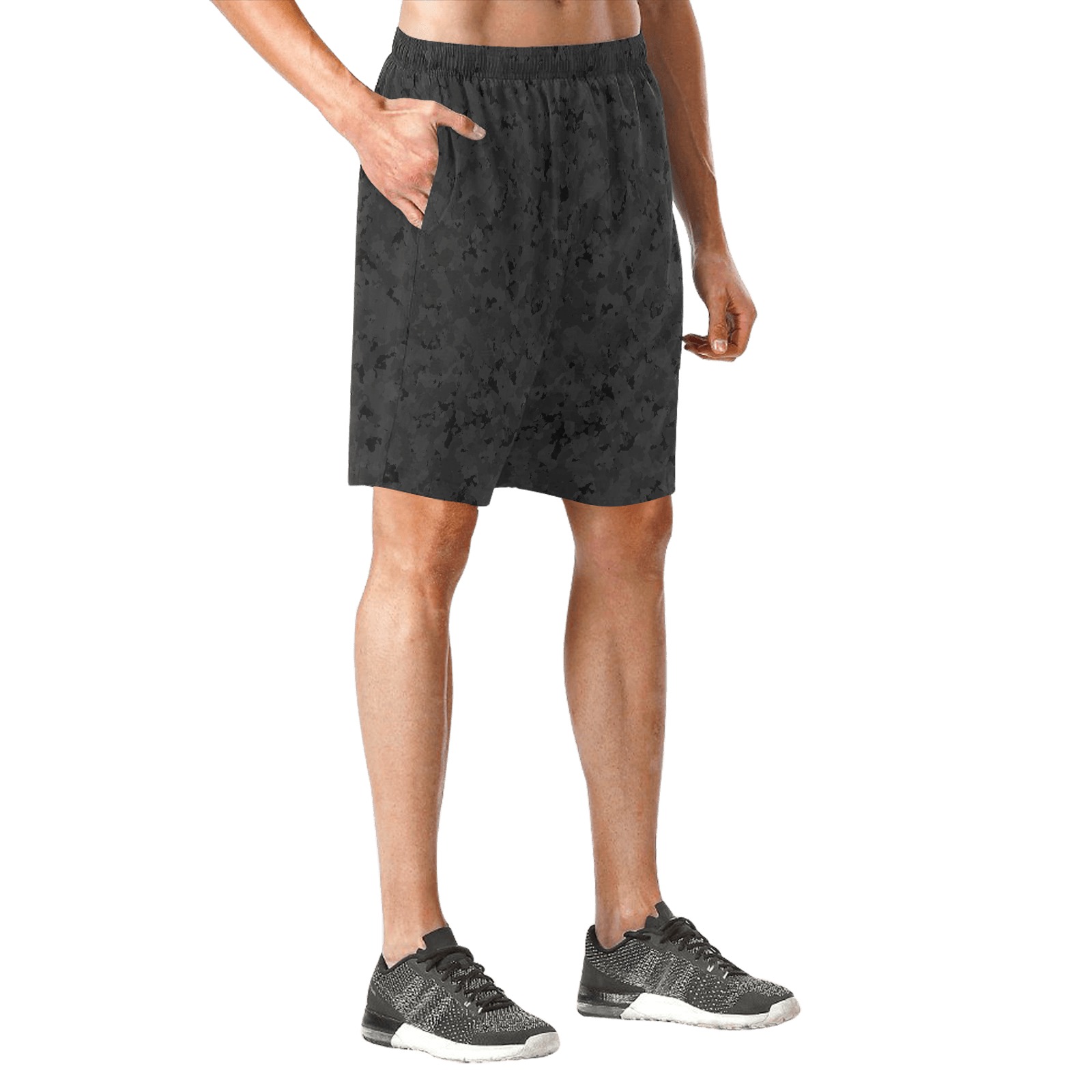 blk Men's All Over Print Elastic Beach Shorts (Model L20)