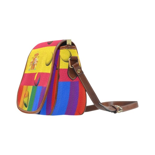 Spain Pride Flag Pop Art by Nico Bielow Saddle Bag/Large (Model 1649)