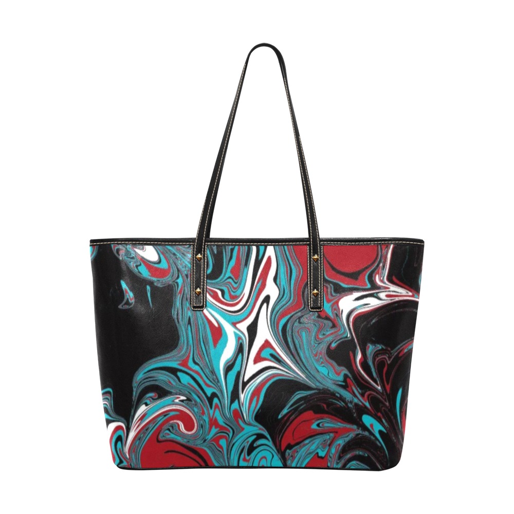 Dark Wave of Colors Chic Leather Tote Bag (Model 1709)