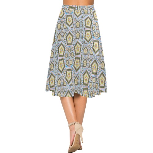 Floral Wine Mnemosyne Women's Crepe Skirt (Model D16)