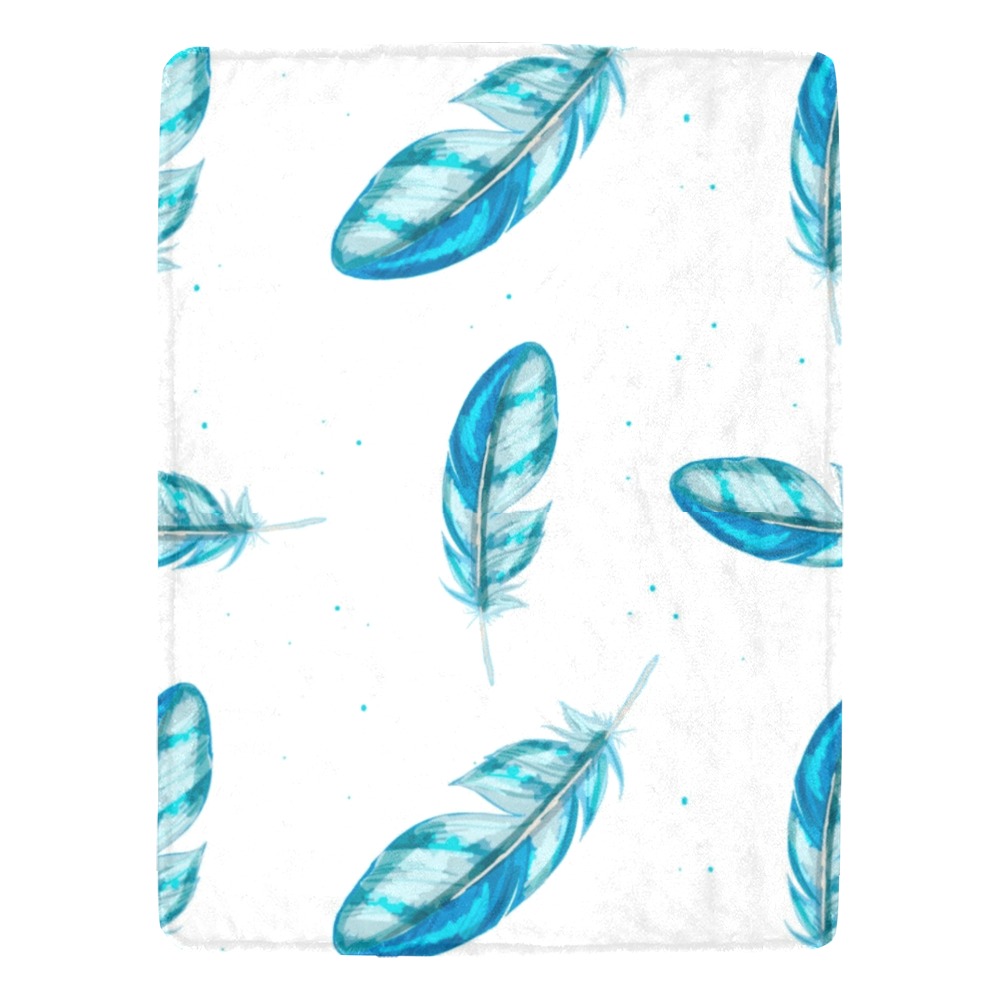 Neon Blue Feathers Ultra-Soft Micro Fleece Blanket 60"x80"