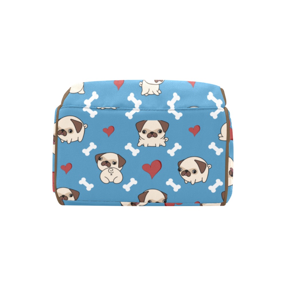 Pugs and Hearts Diaper Bag Multi-Function Diaper Backpack/Diaper Bag (Model 1688)