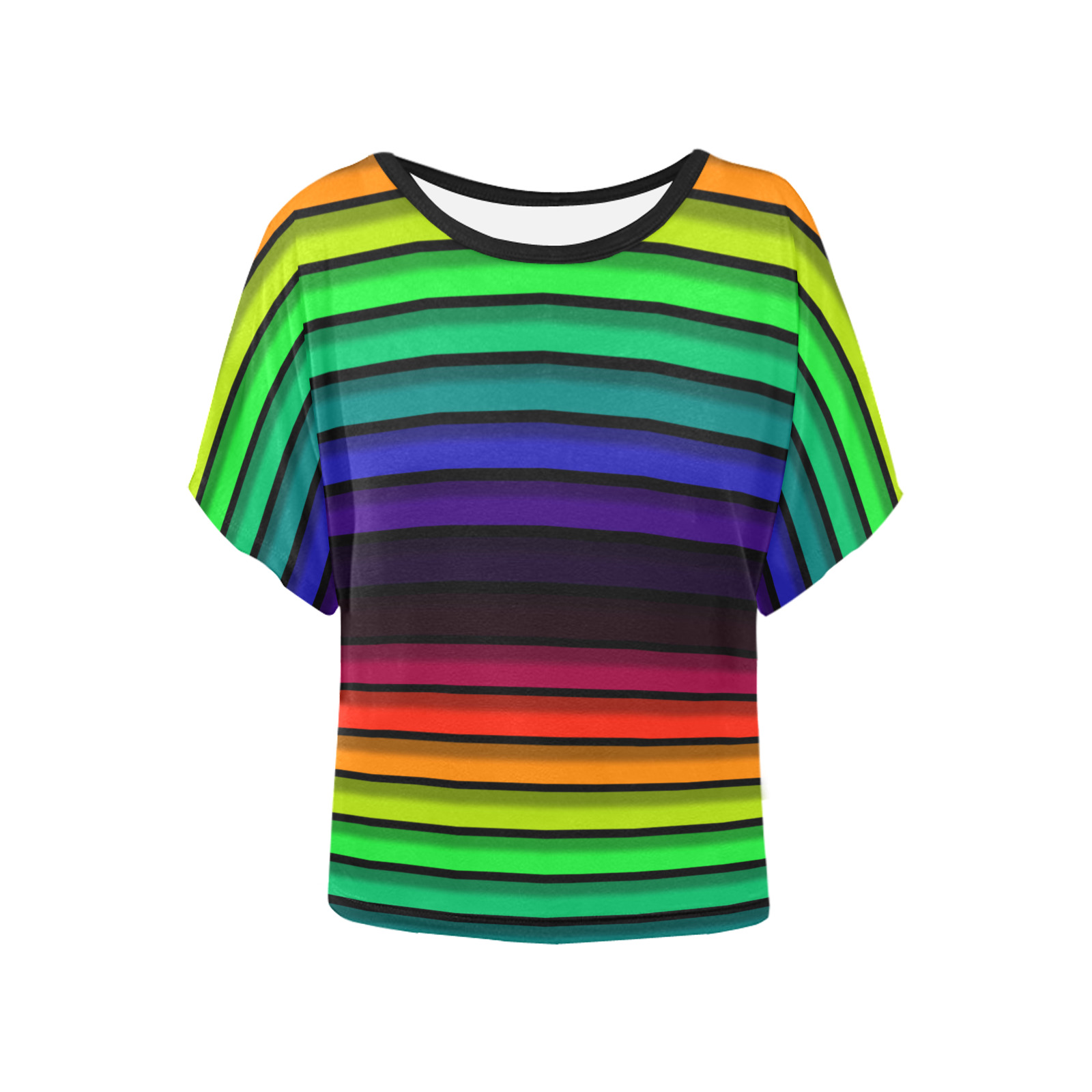 Rainbow Spectrum Stripes Pattern Lgbtq Women's Batwing-Sleeved Blouse T shirt (Model T44)