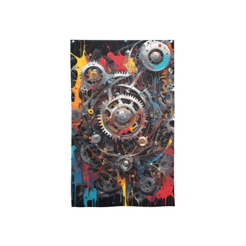 Colorful abstract art of mechanical engine on dark House Flag 34.5"x56"