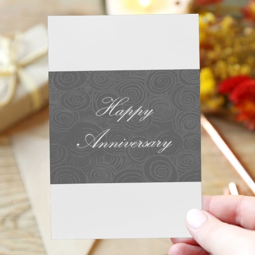 Anniversary Swirls Dark Silver Greeting Card 4"x6"