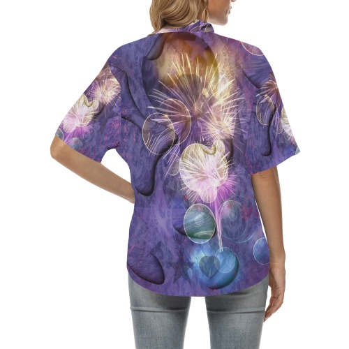 Very peri Trend Pop Art by Nico Bielow All Over Print Hawaiian Shirt for Women (Model T58)