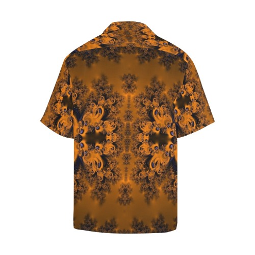 Orange Groves at Dusk Frost Fractal Hawaiian Shirt with Merged Design (Model T58)