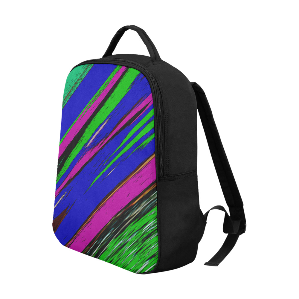 Diagonal Green Blue Purple And Black Abstract Art Popular Fabric Backpack (Model 1683)