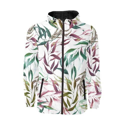 Dramatic leaves watercolor GR All Over Print Quilted Windbreaker for Men (Model H35)