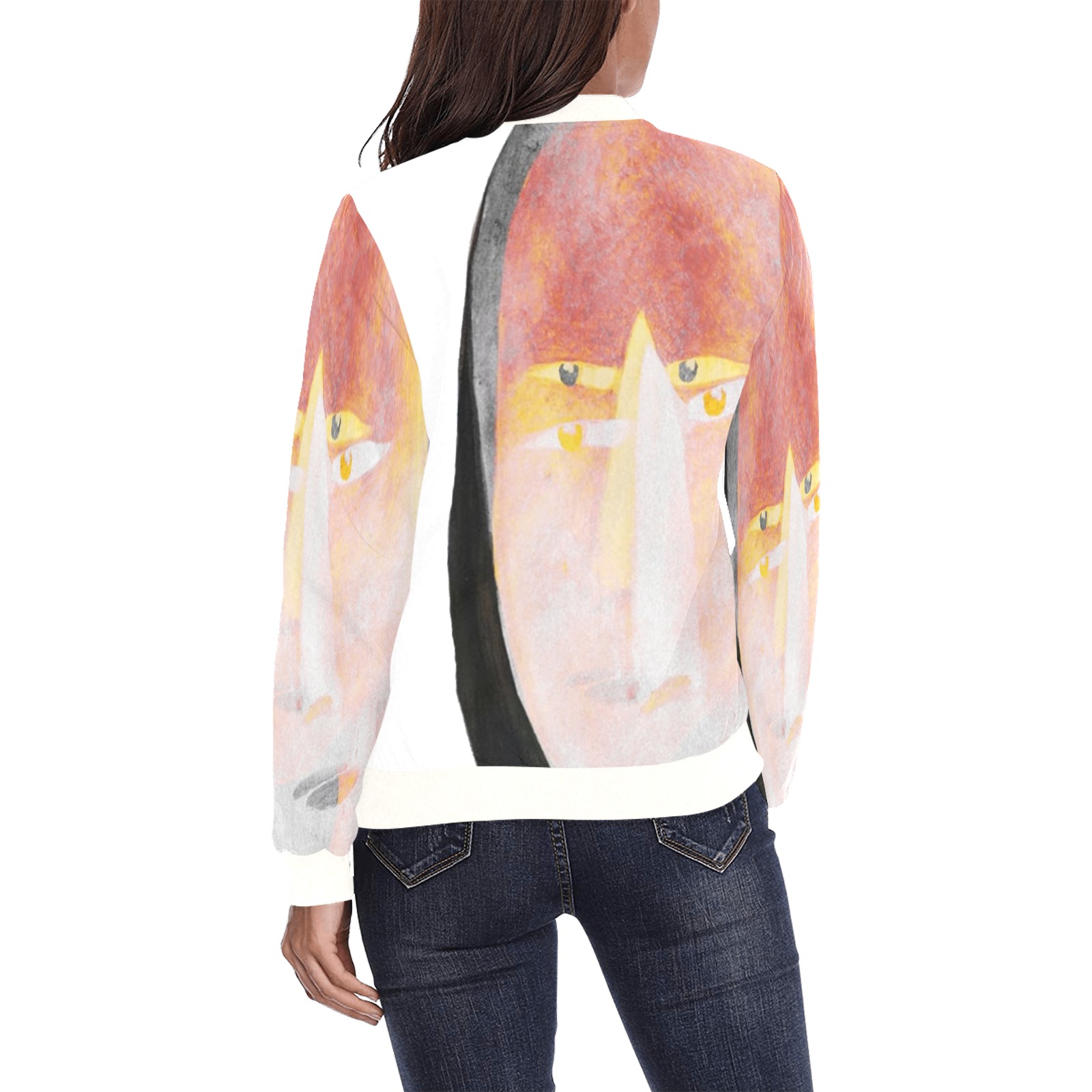 Designed by NUArty All Over Print Bomber Jacket for Women (Model H36)