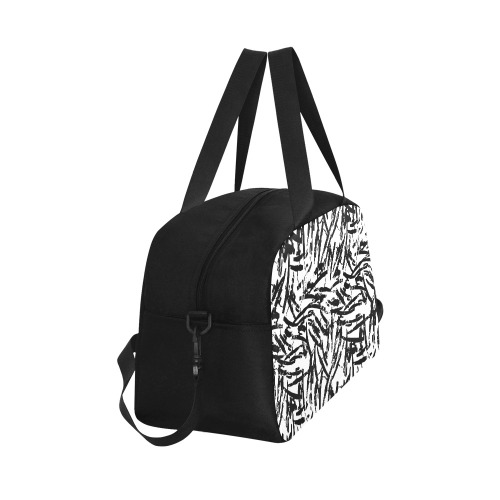 Brush Stroke Black and White Fitness Handbag (Model 1671)