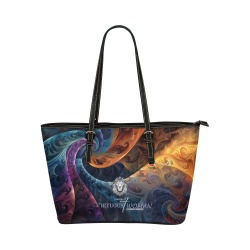 Virtuous Woman Leather Swirl Tote Bag (Small) Leather Tote Bag/Small (Model 1651)