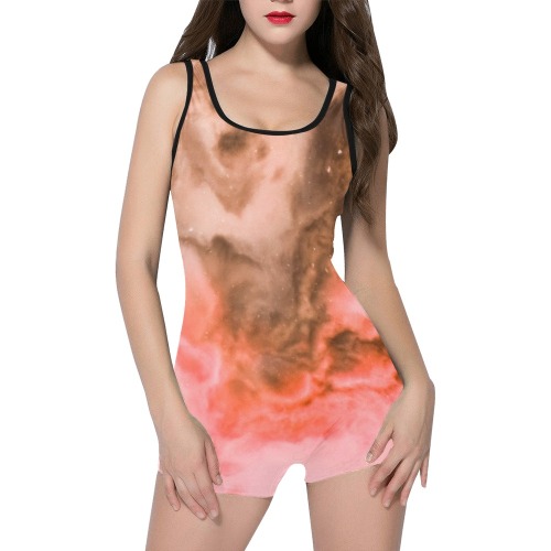 Pink marbled space 01 Classic One Piece Swimwear (Model S03)