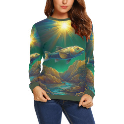 Celestial Swim All Over Print Crewneck Sweatshirt for Women (Model H18)