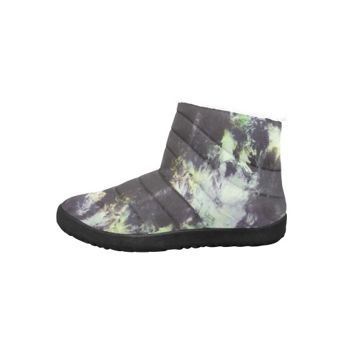 Green and black colorful marbling Women's Cotton-Padded Shoes (Model 19291)