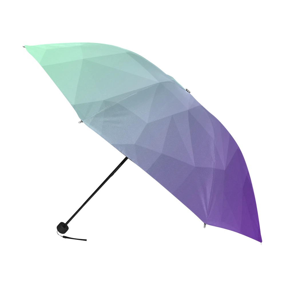 Purple green ombre gradient geometric mesh pattern Anti-UV Foldable Umbrella (U08)