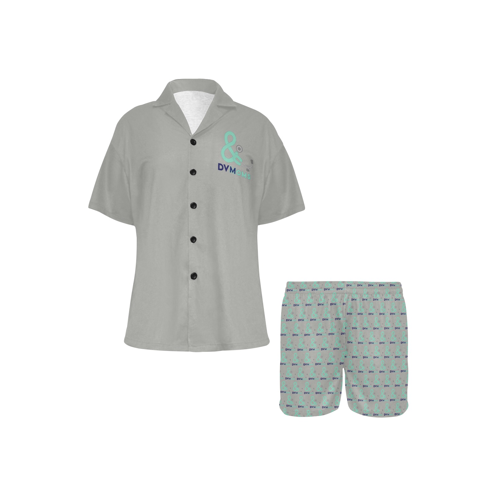 Pajamas short sleeve button up Women's V-Neck Short Pajama Set