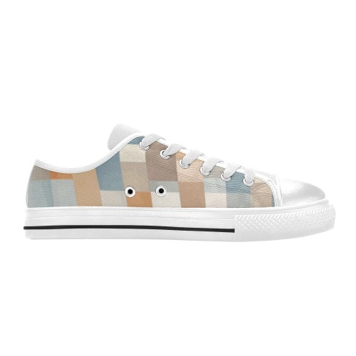 Abstract checkered pattern. Pastel beige colors Women's Classic Canvas Shoes (Model 018)