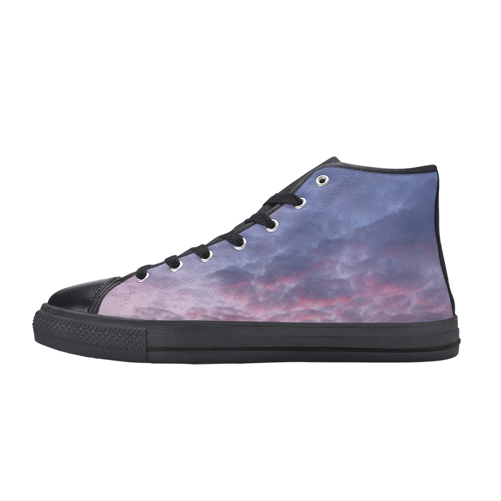 Morning Purple Sunrise Collection Men’s Classic High Top Canvas Shoes (Model 017)