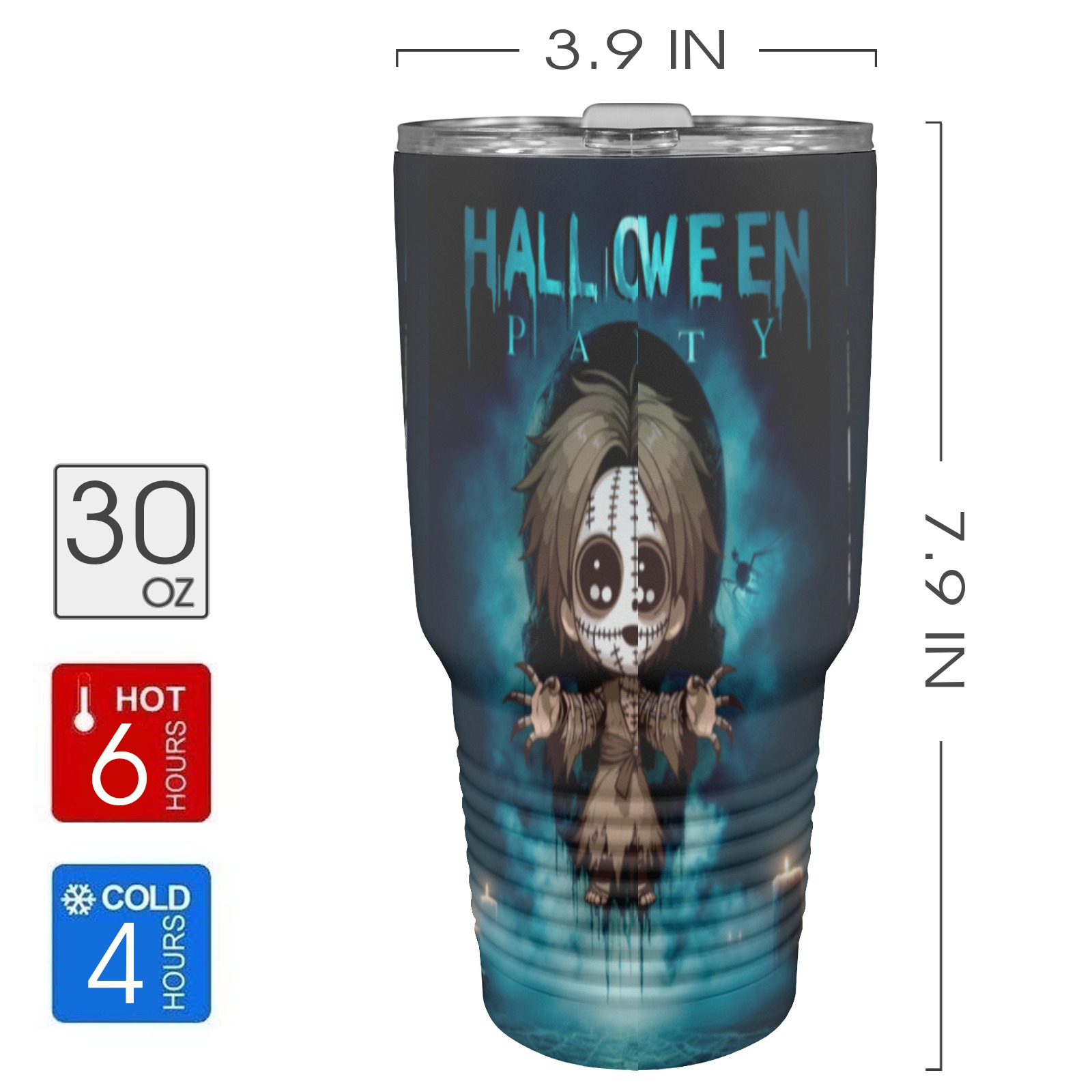 Happy Hello Ween 30oz Insulated Stainless Steel Mobile Tumbler