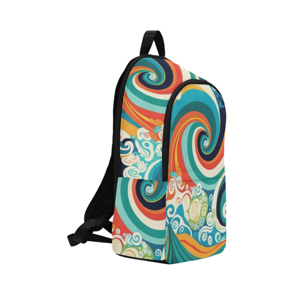 Colorful Ocean Waves Fabric Backpack for Adult (Model 1659)