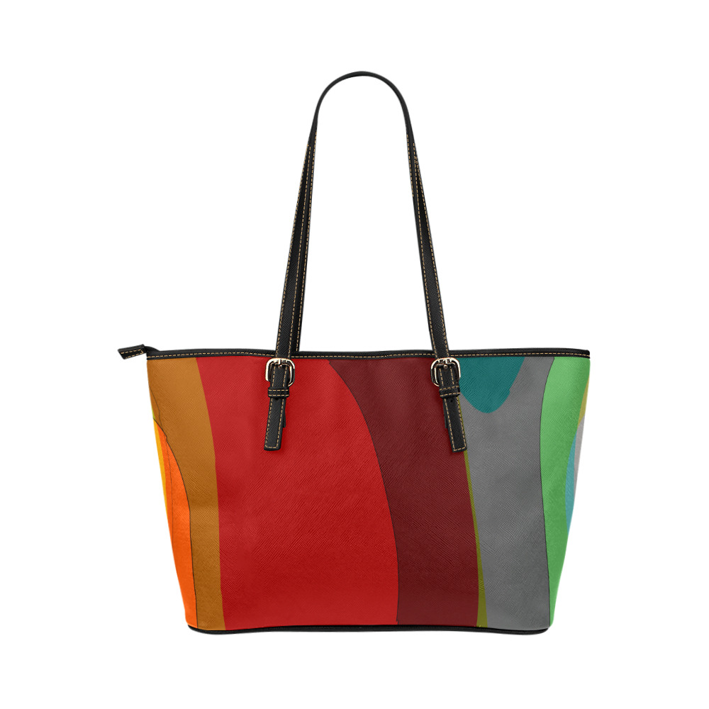 Colorful Abstract 118 Leather Tote Bag/Large (Model 1651)