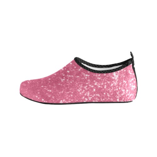 Magenta light pink red faux sparkles glitter Kids' Slip-On Water Shoes (Model 056)