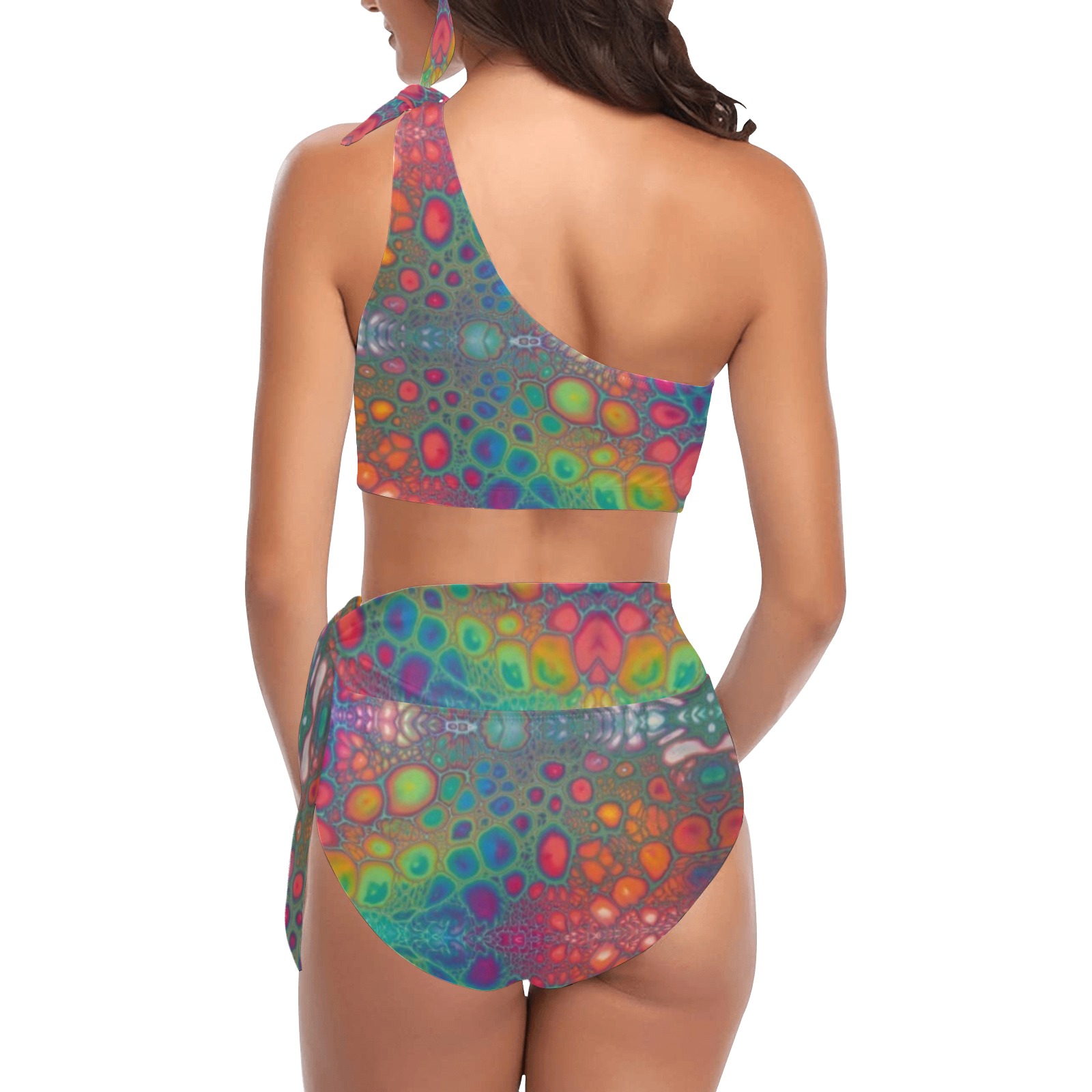 lisafrank High Waisted One Shoulder Bikini Set (Model S16)