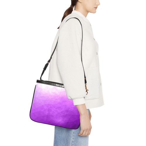 Purple gradient geometric mesh pattern Small Shoulder Bag (Model 1710)