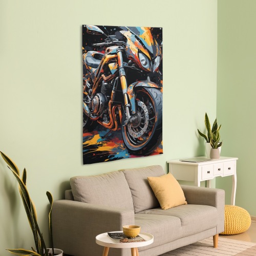 Powerful motorcycle, colorful bike fantasy art House Flag 34.5"x56"