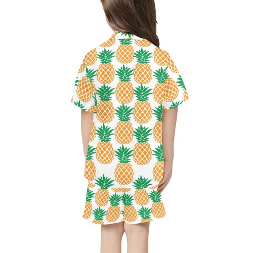 Pineapples Little Girls' V-Neck Short Pajama Set