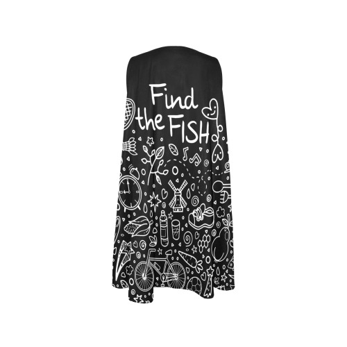 Picture Search Riddle - Find The Fish 2 Sleeveless A-Line Pocket Dress (Model D57)