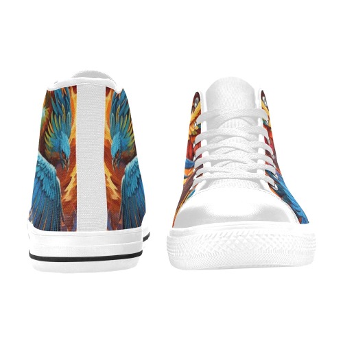 Fantasy phoenix birds are raising from fire art. Men’s Classic High Top Canvas Shoes (Model 017)