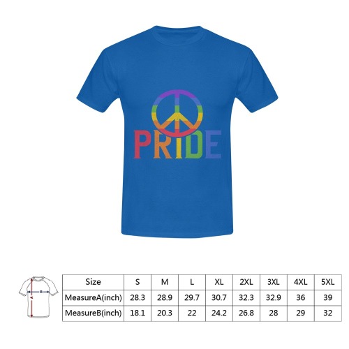 Gay Peace Pride (Blue) Men's T-Shirt in USA Size (Front Printing Only)