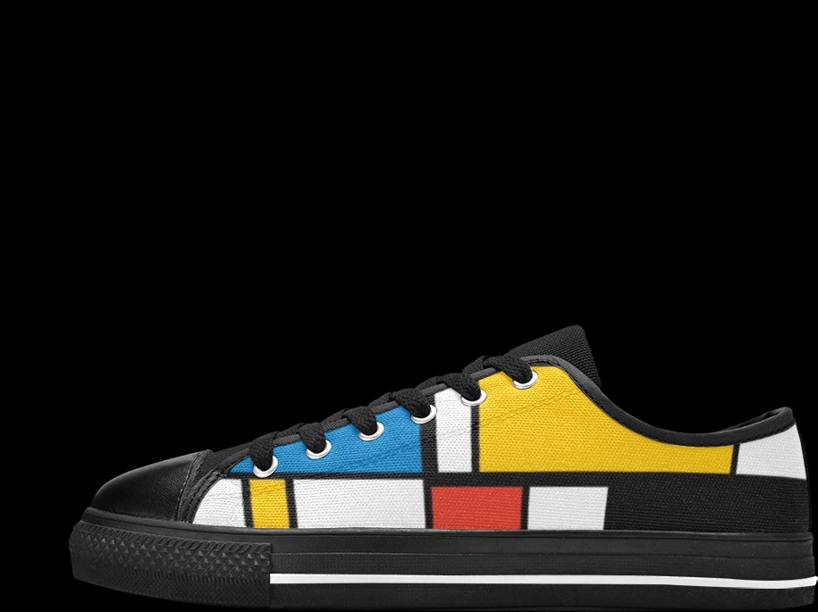 Mondrian De Stijl Modern Men's Classic Canvas Shoes (Model 018)