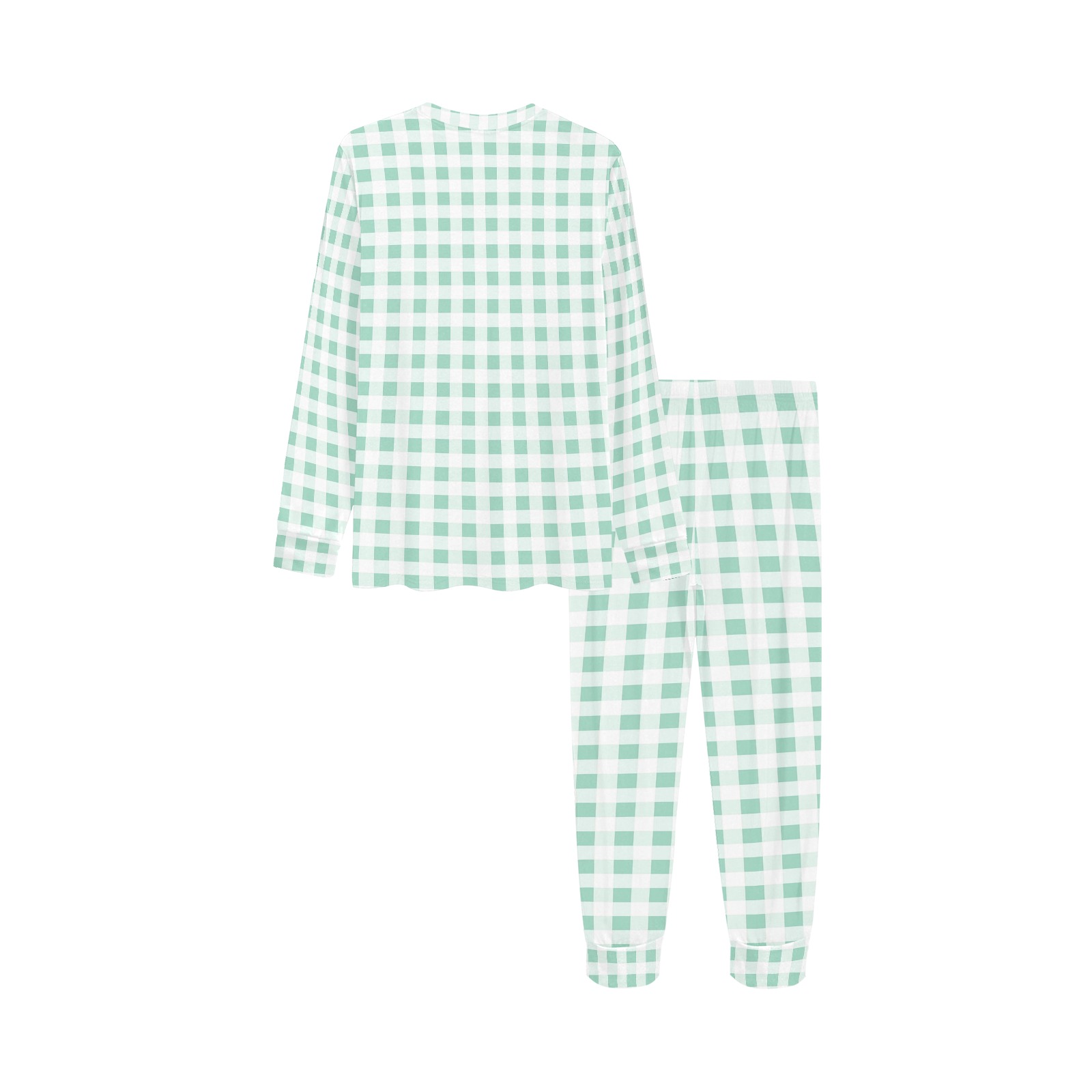 Mint Green Gingham Kids' All Over Print Pajama Set