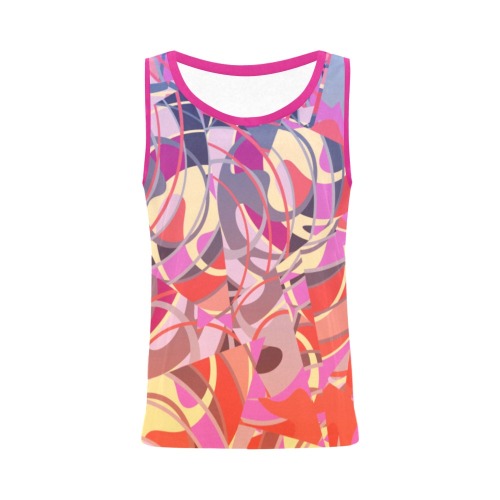 Summer Violet Coral Abstract Tangles All Over Print Tank Top for Women (Model T43)