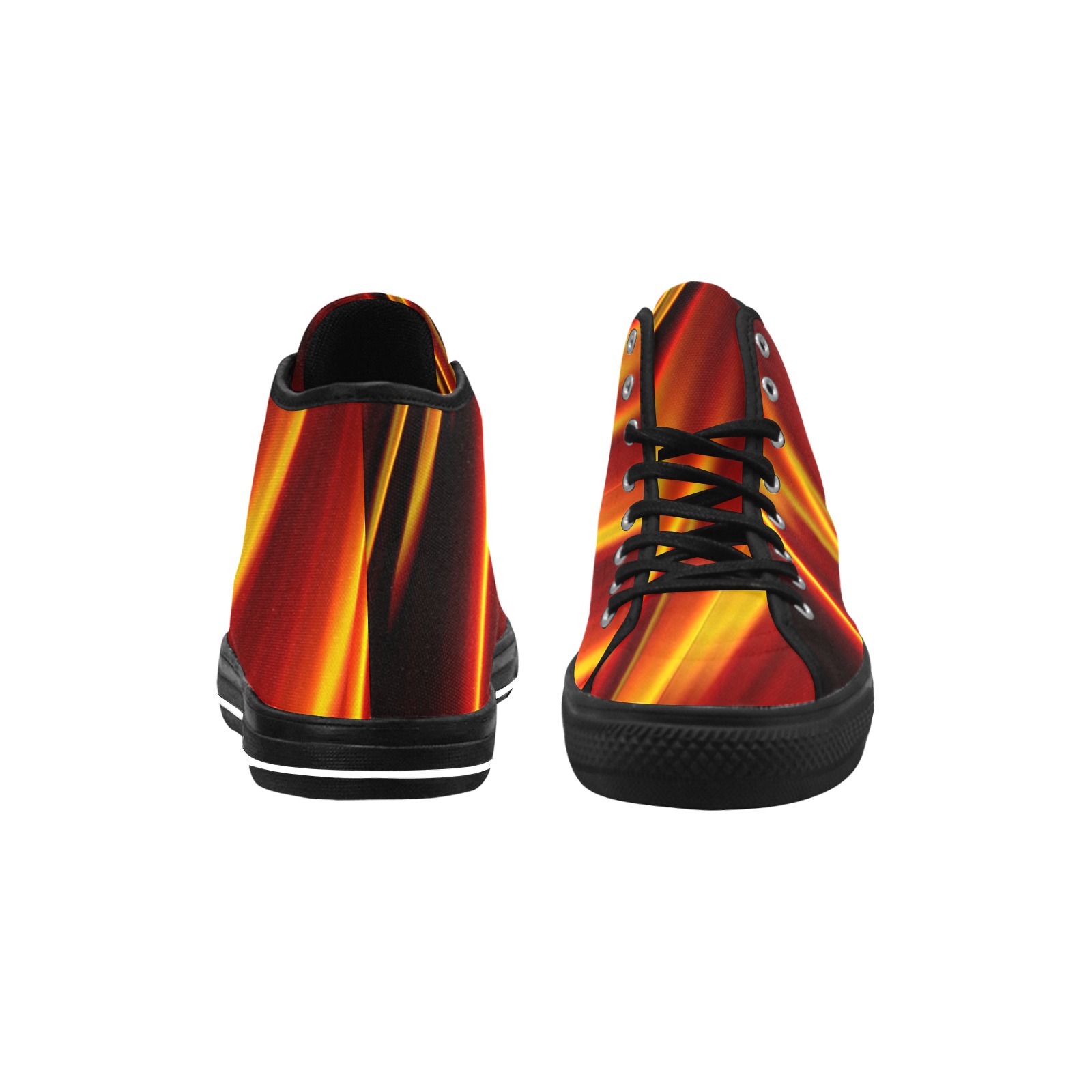 Orange and Red Flames Fractal Abstract Vancouver H Men's Canvas Shoes (1013-1)
