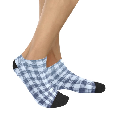 Pastel Blue Plaid Women's Ankle Socks