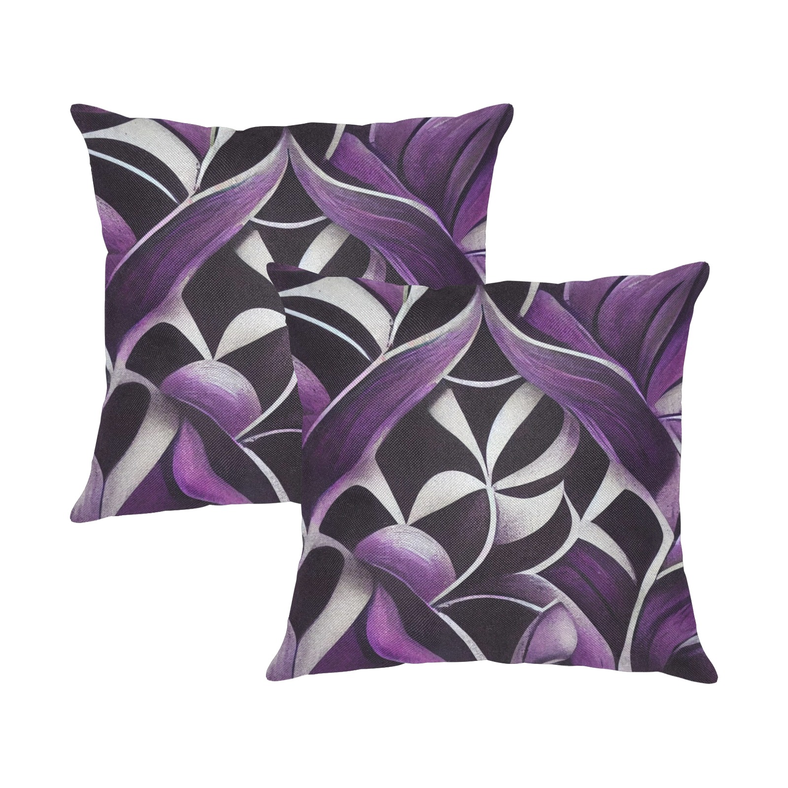 violet and black abstract pattern 6 Linen Zippered Pillowcase 18"x18"(One Side&Pack of 2)