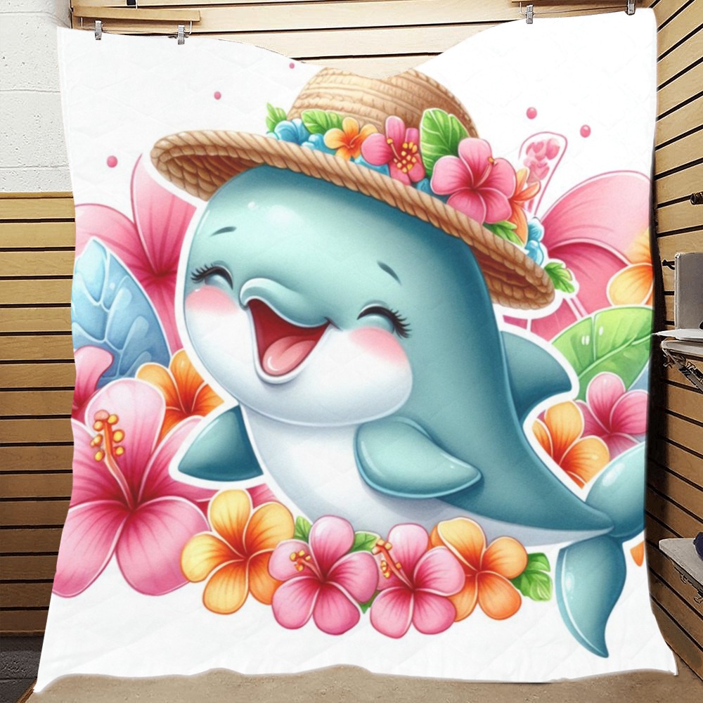 Watercolor Dolphin 2 Quilt 70"x80"