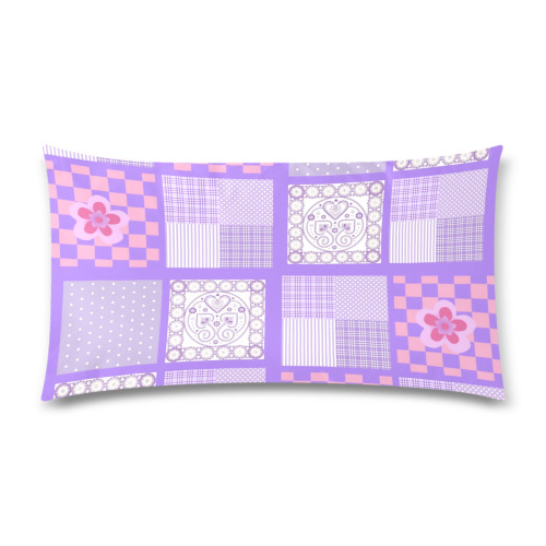 Pink and Purple Patchwork Design Rectangle Pillow Case 20"x36"(Twin Sides)