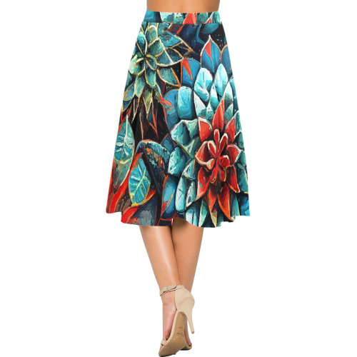 flowers botanic art (8) skirt fashion Mnemosyne Women's Crepe Skirt (Model D16)