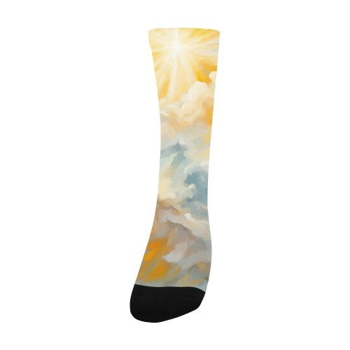 Sun is shining above the colorful clouds cool art Men's Custom Socks