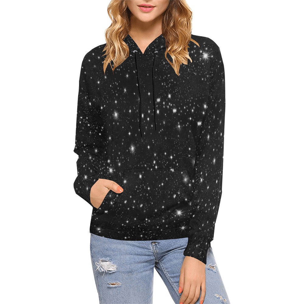 Stars in the Universe All Over Print Hoodie for Women (USA Size) (Model H13)